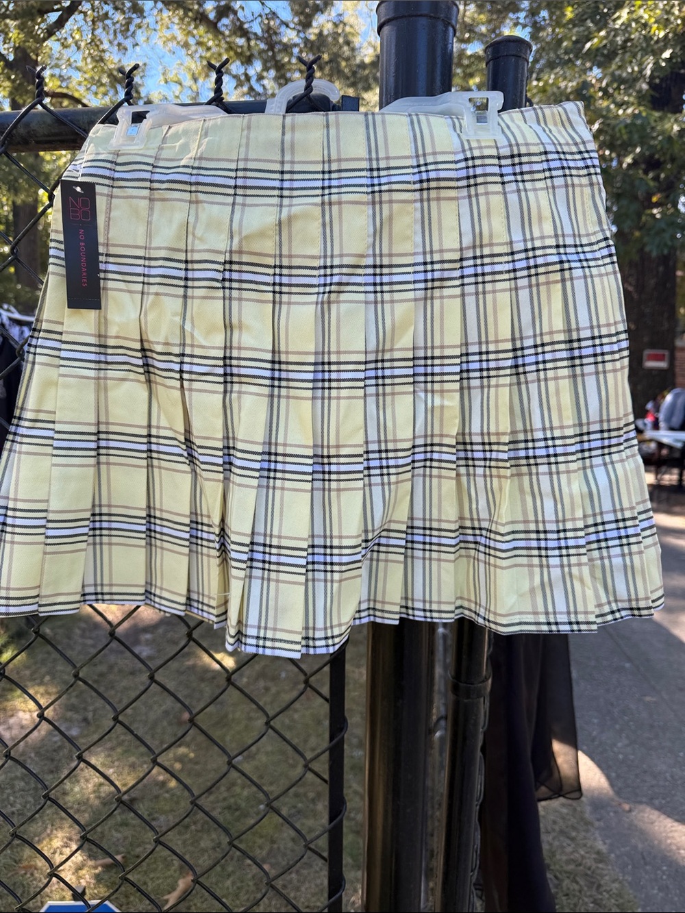 NOBO Yellow Plaid Pleated Mini Skirt